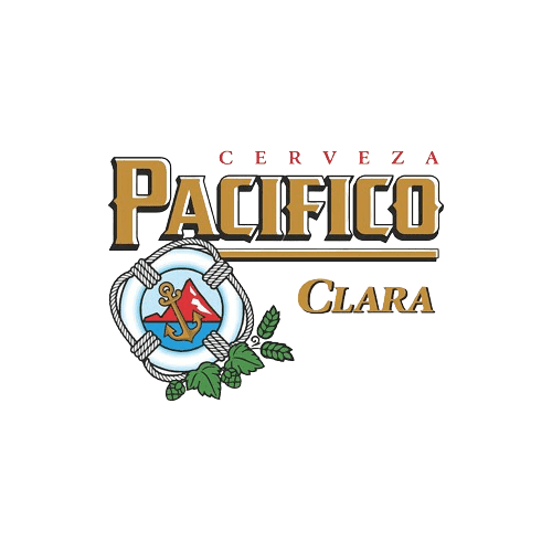 Pacifico Clara Cerveza Logo in Gold, red, blue and green