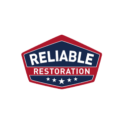Reliable Restoration logo in blue and red